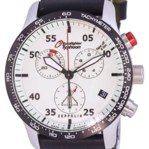 Zeppelin Eurofighter Chronograph Leather Strap Beige Dial Quartz 7298-5 72985 100M Men's Watch