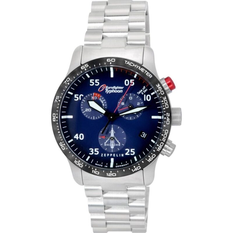 Zeppelin Eurofighter Typhoon Chronograph Blue Dial Quartz 7298M3SET 100M Men's Watch With Band Sets