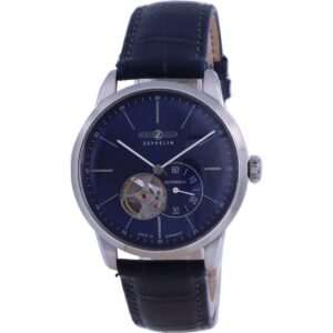 Zeppelin Flatline Open Heart Blue Dial Leather Strap Automatic 7364-3 73643 Men's Watch