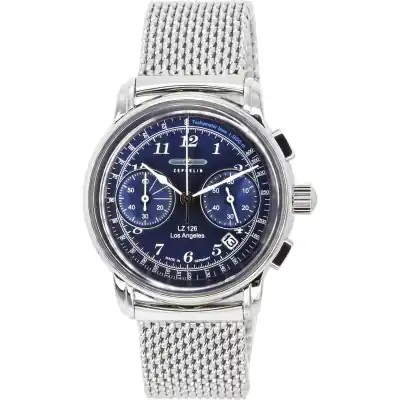 Zeppelin LZ126 Los Angeles Chronograph Stainless Steel Blue Dial Quartz 7614M3 Men's Watch Zeppelin LZ126 Los Angeles Chronograph Stainless Steel Blue Dial Quartz 7614M3 Men's Watch