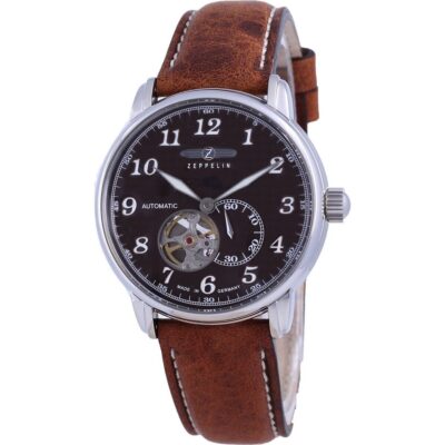 Zeppelin LZ127 Graf Open Heart Leather Automatic 7666-4 76664 Men's Watch