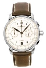 Zeppelin 100 Jahre Chronograph Leather Strap Beige Dial Quartz 76746 Men's Watch