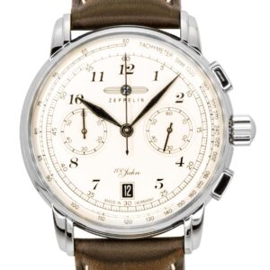 Zeppelin 100 Jahre Chronograph Leather Strap Beige Dial Quartz 76746 Men's Watch