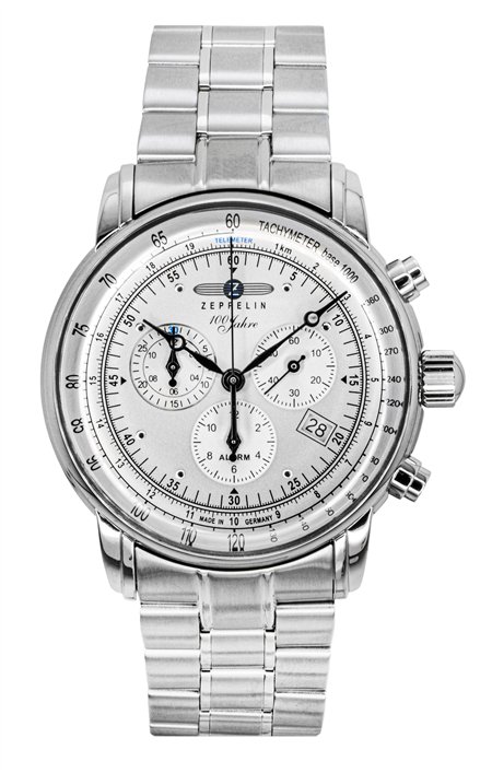 Zeppelin 100 Jahre Chronograph Stainless Steel White Dial Quartz 7680MB1 Men's Watch