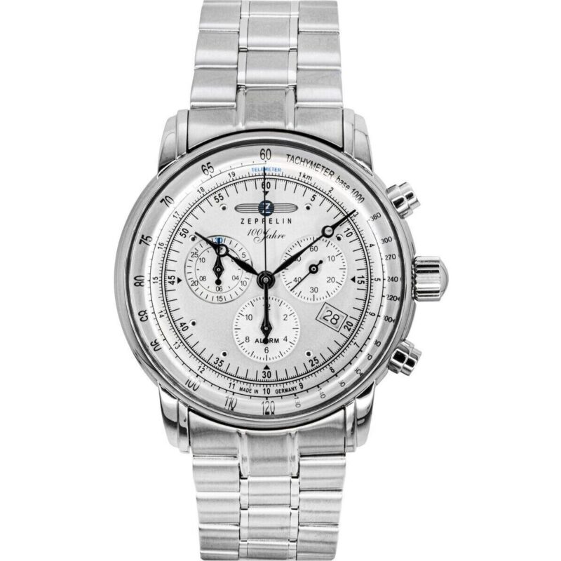 Zeppelin 100 Jahre Chronograph Stainless Steel White Dial Quartz 7680MB1 Men's Watch Zeppelin 100 Jahre Chronograph Stainless Steel White Dial Quartz 7680MB1 Men's Watch