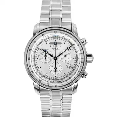 Zeppelin 100 Jahre Chronograph Stainless Steel White Dial Quartz 7680MB1 Men's Watch