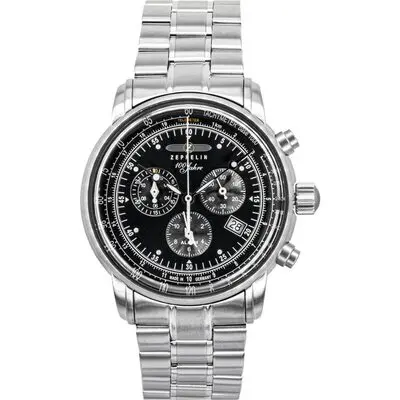 Zeppelin 100 Jahre Chronograph Stainless Steel Black Dial Quartz 7680MB2 Men's Watch