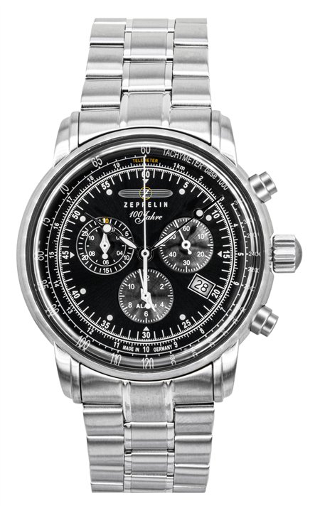 Zeppelin 100 Jahre Chronograph Stainless Steel Black Dial Quartz 7680MB2 Men's Watch
