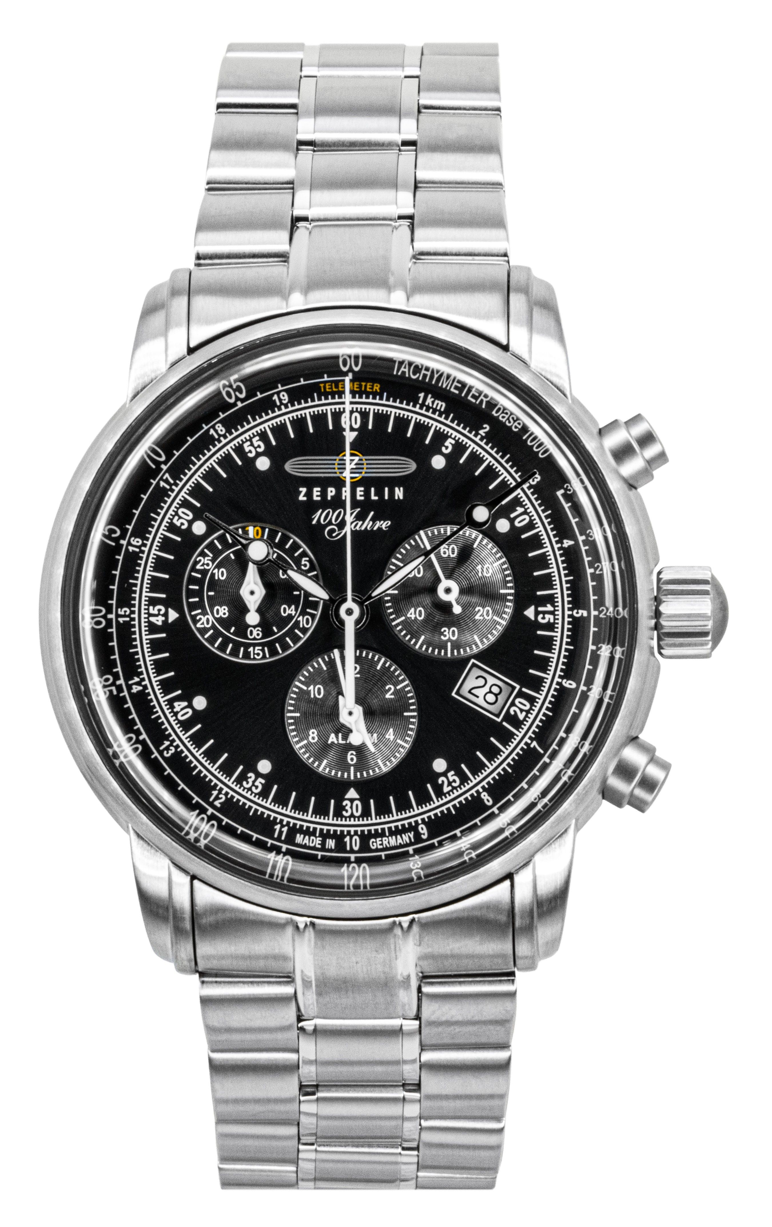 Zeppelin 100 Jahre Chronograph Stainless Steel Black Dial Quartz 7680MB2 Men's Watch