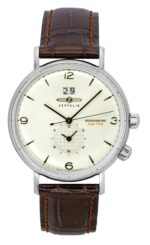 Zeppelin Hindenburg Brown Leather Strap Beige Dial Quartz 80445 Men's Watch