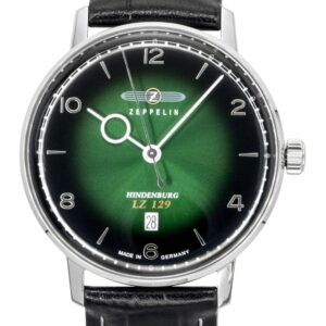 Zeppelin LZ 129 Hindenburg Leather Strap Green Dial Quartz 80484 Men's Watch