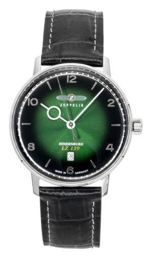 Zeppelin LZ 129 Hindenburg Leather Strap Green Dial Quartz 80484 Men's Watch
