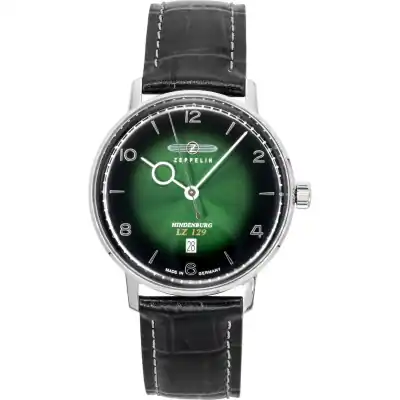 Zeppelin LZ 129 Hindenburg Leather Strap Green Dial Quartz 80484 Men's Watch