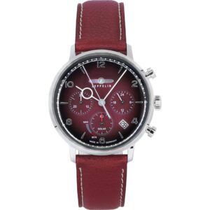 Zeppelin LZ129 Hindenburg Chronograph Vegan Leather Strap Red Dial Solar 80862N Men's Watch
