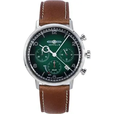 Zeppelin LZ129 Hindenburg Chronograph Dark Green Biogranulate Dial Solar 80864N Men's Watch