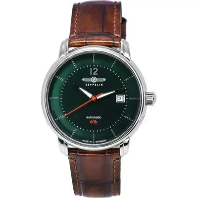 Zeppelin LZ 120 Bodensee Leather Strap Dark Green Dial Automatic 81604 Men's Watch