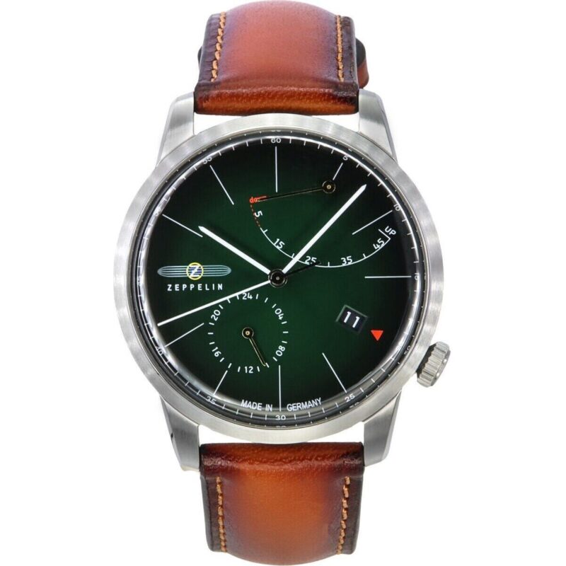 Zeppelin Flatline Brown Leather Strap Dark Green Dial Automatic 83664 Men's Watch Zeppelin Flatline Brown Leather Strap Dark Green Dial Automatic 83664 Men's Watch