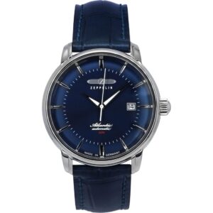 Zeppelin Atlantic Leather Strap Blue Dial Automatic 84603 Men's Watch