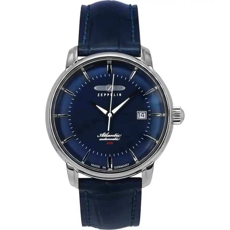 Zeppelin Atlantic Leather Strap Blue Dial Automatic 84603 Men's Watch