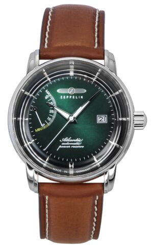 Zeppelin Atlantic Leather Strap Dark Green Dial Automatic 84624 Men's Watch