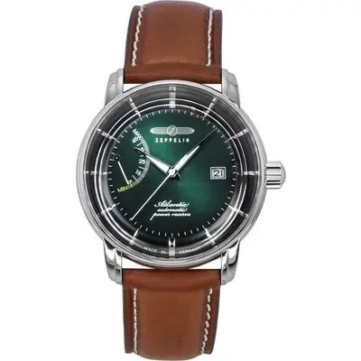 Zeppelin Atlantic Leather Strap Dark Green Dial Automatic 84624 Men's Watch