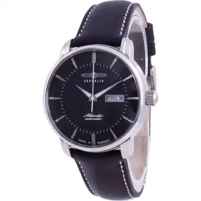 Zeppelin Atlantic Black Dial Leather Strap Automatic 8466-2 84662 Men's Watch
