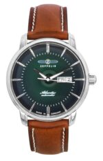 Zeppelin Atlantic Brown Leather Strap Green Dial Automatic 84664 Men's Watch