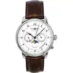 Zeppelin Friedrichshafen Brown Leather Strap White Dial Quartz 85361 Men's Watch