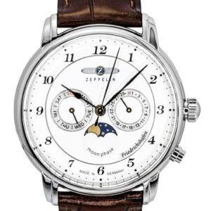 Zeppelin Friedrichshafen Brown Leather Strap White Dial Quartz 85361 Men's Watch