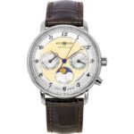 Zeppelin Friedrichshafen Leather Strap Gold Dial Quartz 85375 Women's Watch
