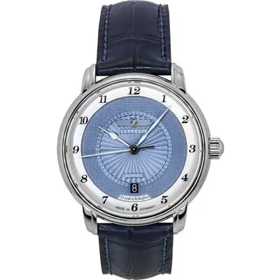 Zeppelin Friedrichshafen Leather Strap Blue Dial Automatic 85563 Women's Watch