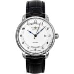 Zeppelin Friedrichshafen Black Leather Strap Silver Dial Automatic 85624 Men's Watch