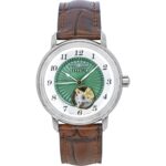 Zeppelin Friedrichshafen Leather Strap Open Heart Green Dial Automatic 85672 Women's Watch