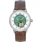 Zeppelin Friedrichshafen Leather Strap Open Heart Green Dial Automatic 85672 Women's Watch