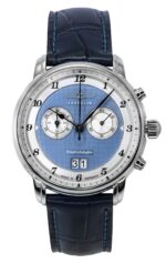 Zeppelin Friedrichshafen Chronograph Leather Strap Blue Dial Quartz 85843 Men's Watch