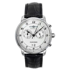 Zeppelin Friedrichshafen Leather Strap Silver Dial Quartz 85844 Men's Watch