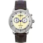 Zeppelin Friedrichshafen Chronograph Leather Strap Gold Dial Quartz 85845 Men's Watch