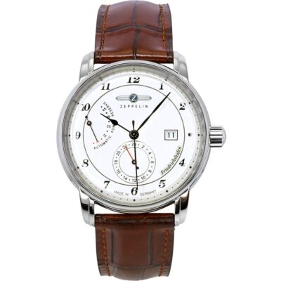 Zeppelin Friedrichshafen Leather Strap White Dial Automatic 85901 Men's Watch