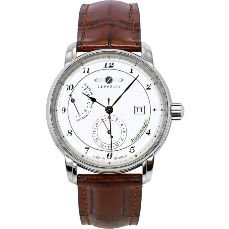 Zeppelin Friedrichshafen Leather Strap White Dial Automatic 85901 Men's Watch