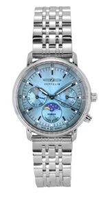Zeppelin LZ14 Marine Moonphase Stainless Steel Ice Blue Dial Quartz 8637M3 Women's Watch