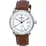 Zeppelin 100 Jahre GMT Leather Strap Silver Dial Automatic 86661 Men's Watch