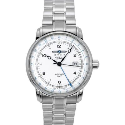 Zeppelin 100 Jahre GMT Stainless Steel Silver Dial Automatic 8666MB1 Men's Watch