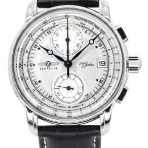 Zeppelin 100 Jahre Chronograph Leather Strap Silver Dial Quartz 86701 Men's Watch
