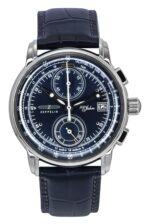 Zeppelin 100 Jahre Chronograph Leather Strap Blue Dial Quartz 86703 Men's Watch