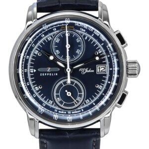 Zeppelin 100 Jahre Chronograph Leather Strap Blue Dial Quartz 86703 Men's Watch