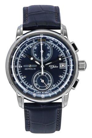 Zeppelin 100 Jahre Chronograph Leather Strap Blue Dial Quartz 86703 Men's Watch