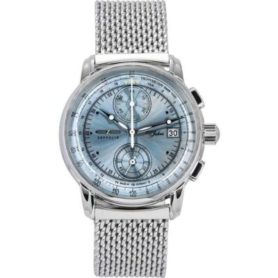 Zeppelin 100 Jahre Ed 1 Chronograph Ice Blue Dial Quartz 8670M4 Men's Watch