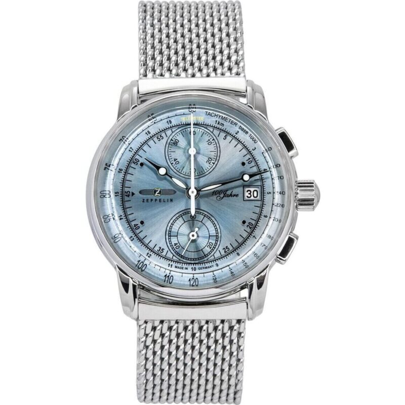 Zeppelin 100 Jahre Ed 1 Chronograph Ice Blue Dial Quartz 8670M4 Men's Watch