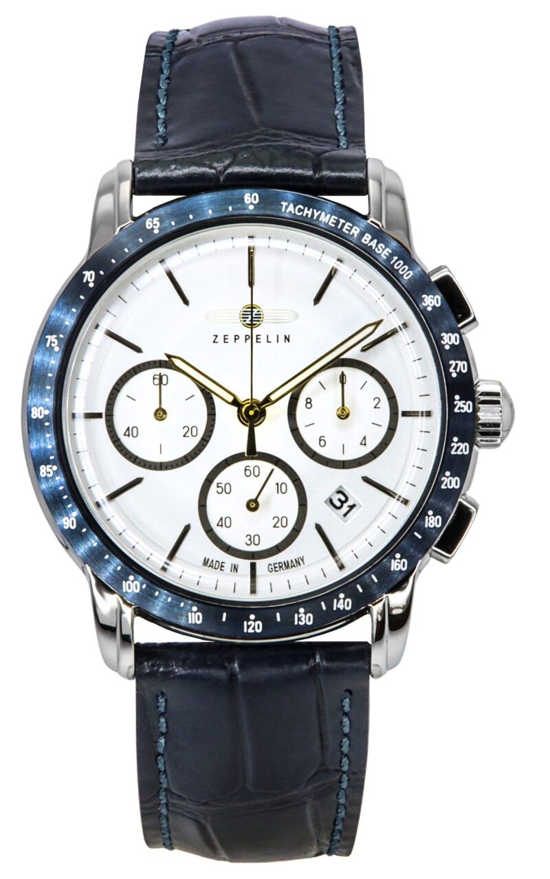Zeppelin New York Chronograph Leather Strap White Dial Quartz 88781 Men's Watch