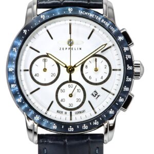 Zeppelin New York Chronograph Leather Strap White Dial Quartz 88781 Men's Watch